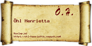 Öhl Henrietta névjegykártya