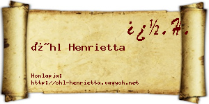 Öhl Henrietta névjegykártya